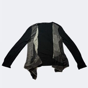 ZOZO Black & Gray Open Front Waterfall Cardigan Sweater L